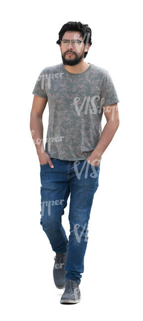 man walking hands in his pockets