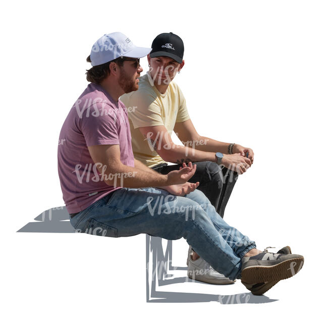 two men sitting and talking