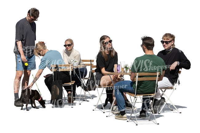 group of young people hanging in the street cafe