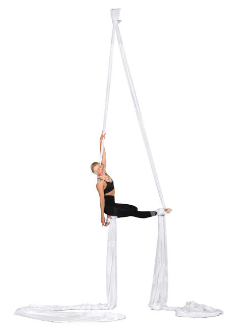 woman performing on aerial silk