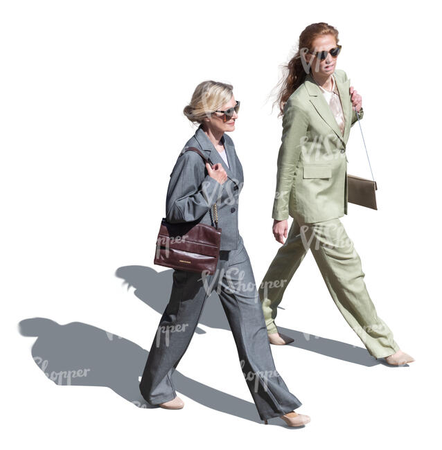 two businesswomen walking seen from above