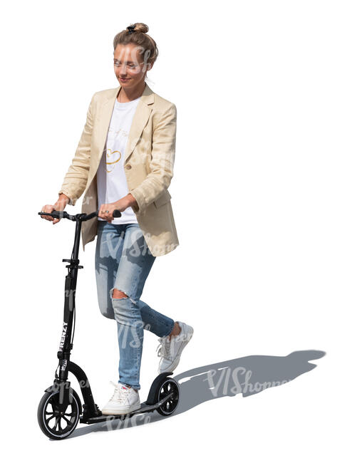 woman riding a scooter