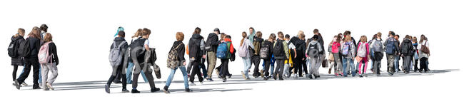 large group of young people walking