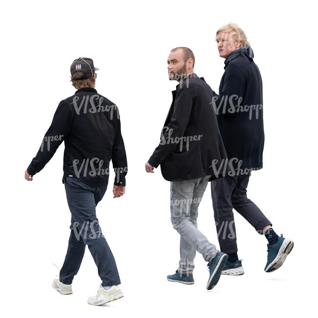 three men walking