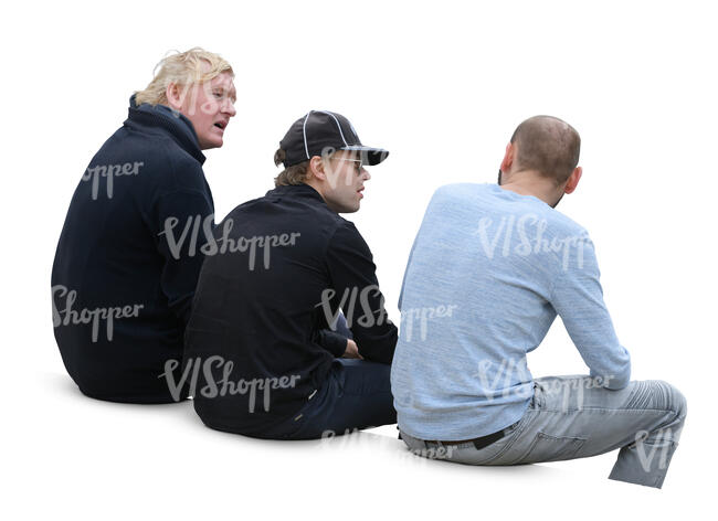 group of three men sitting