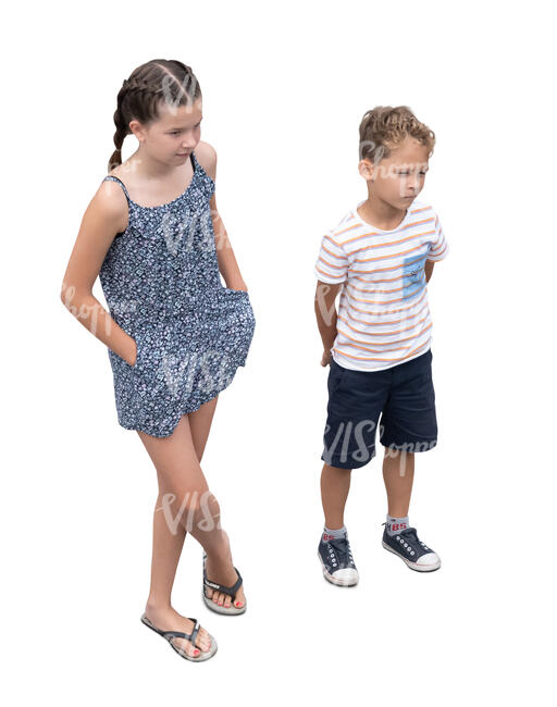 top view of two kids standing