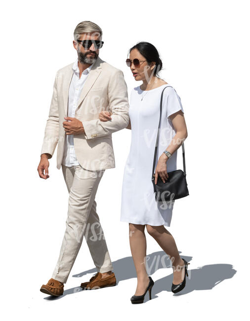 elegant couple in summer walking
