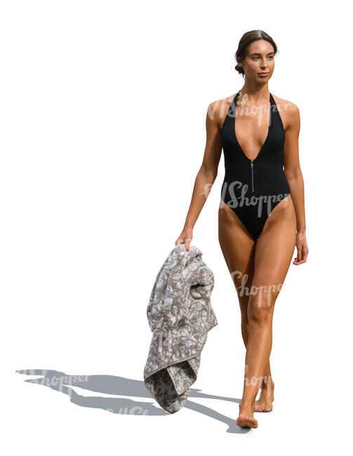 woman in a swimsuit walking