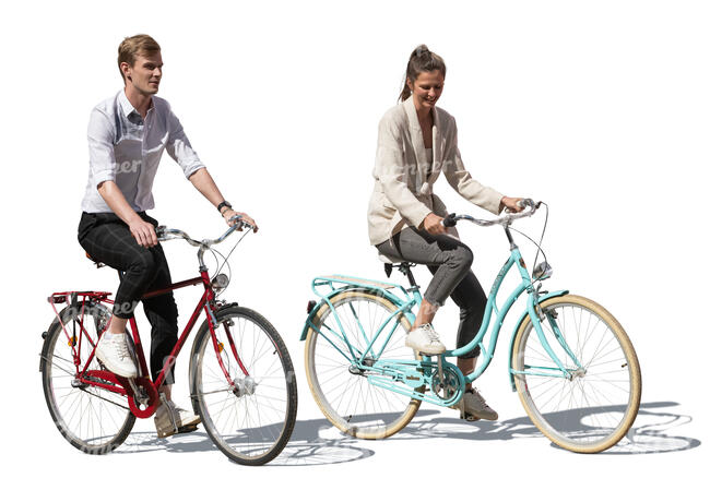 man and woman cycling