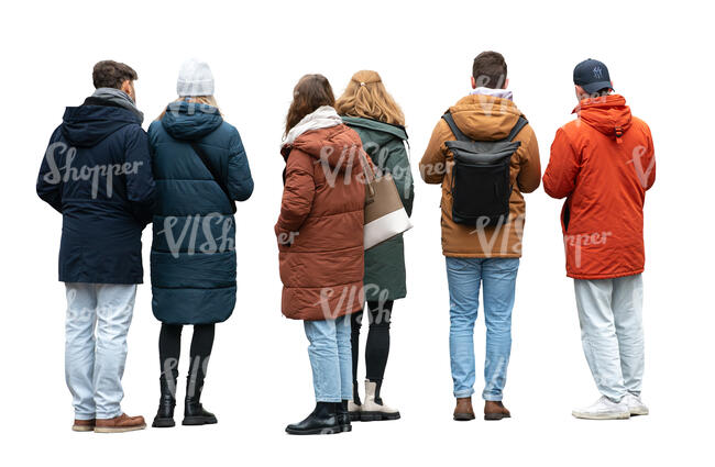 group of people wearing winter coats standing