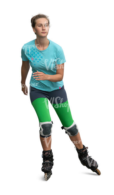 young woman roller blading