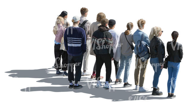 top view of a group of teenagers standing