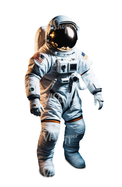 astronaut in a white space suit standing