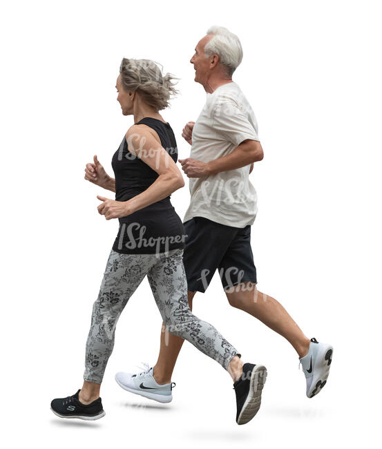 two seniors jogging