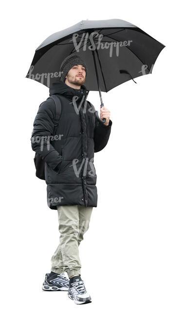 man with an umbrella walking down the streets