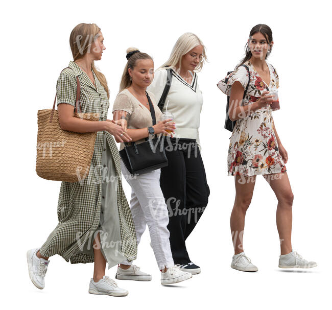 four women walking together