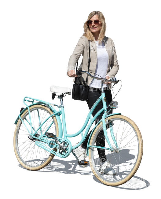 woman with a bicycle walking