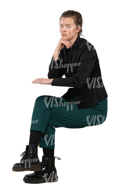 woman sitting behind the desk