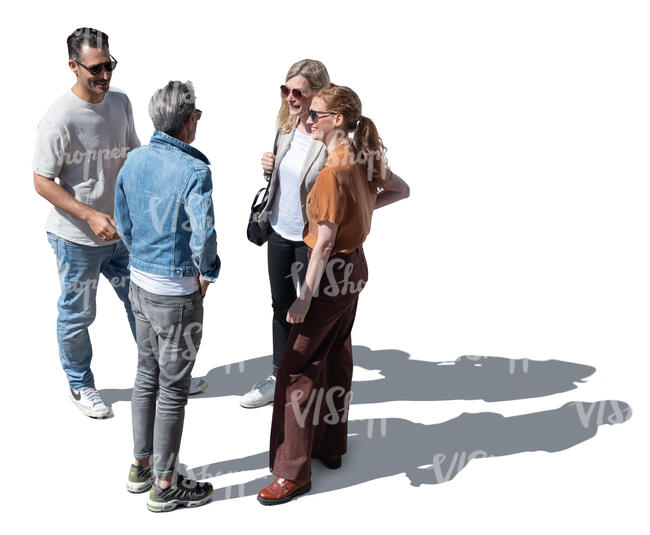 top view of a group of four people standing outside