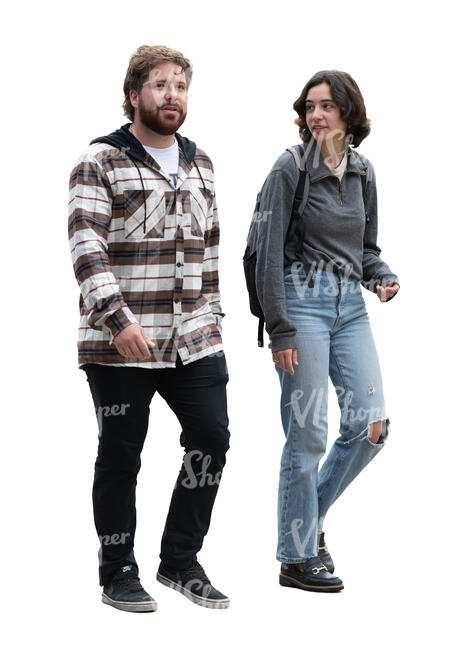 man and woman walking together