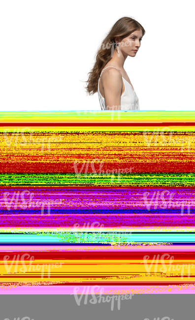 cut out woman in a white summer dress walking barefoot