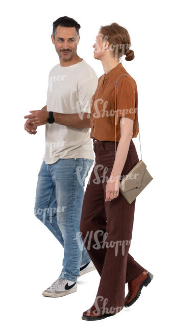 man and woman walking side by side