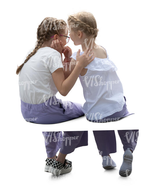 cut out two little girls sitting and whispering