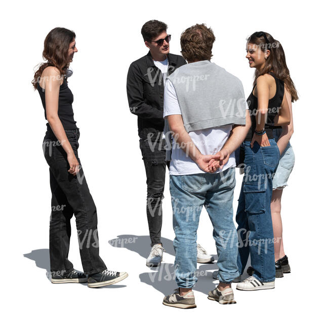cut out group of friends standing and talking