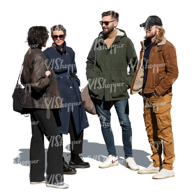 group of people in autumn standing and talking