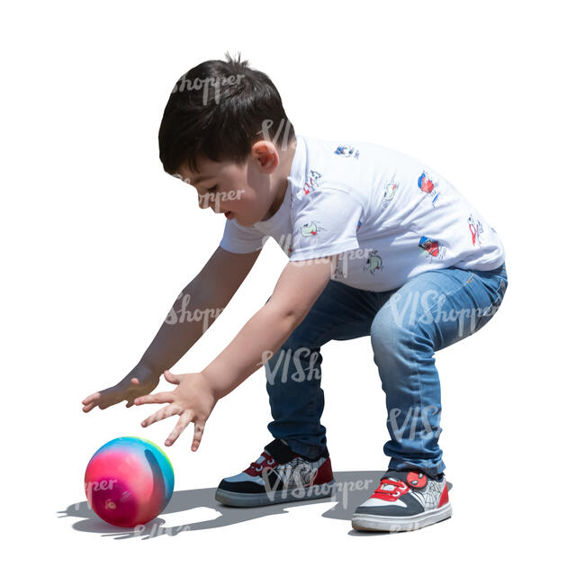 cut out little boy playing with a ball