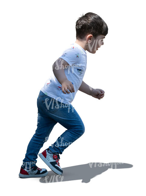 cut out little dark haired boy running