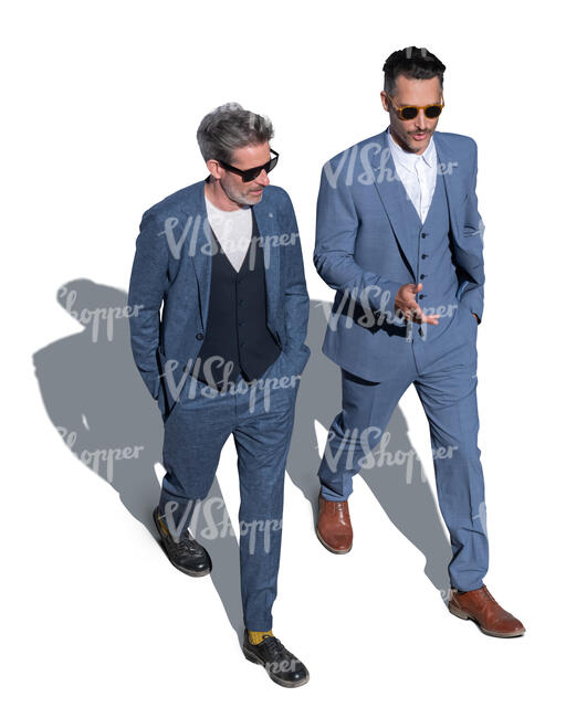 two businessmen walking seen from above