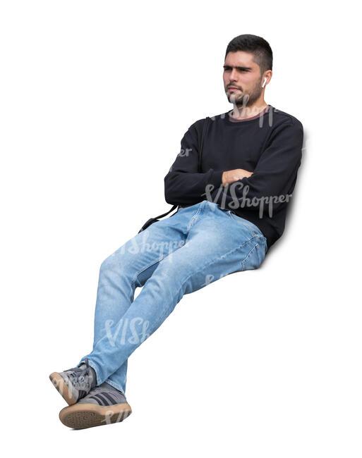 cut out man sitting hands crossed