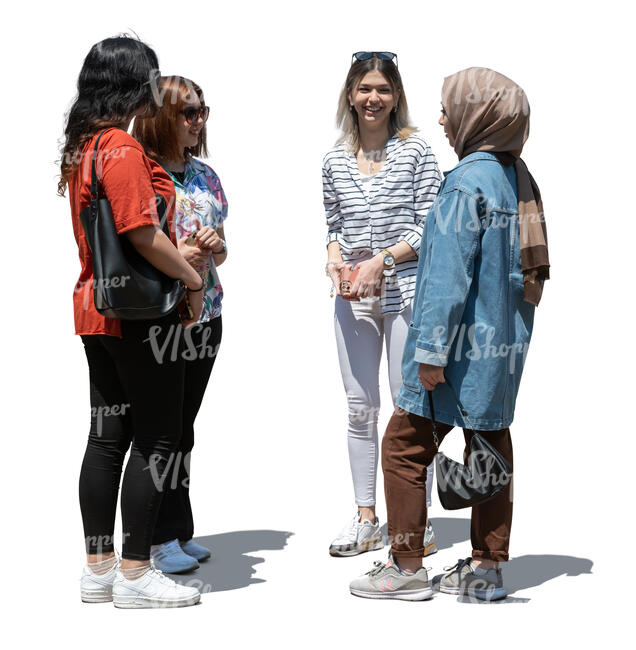 four girls standing and talking