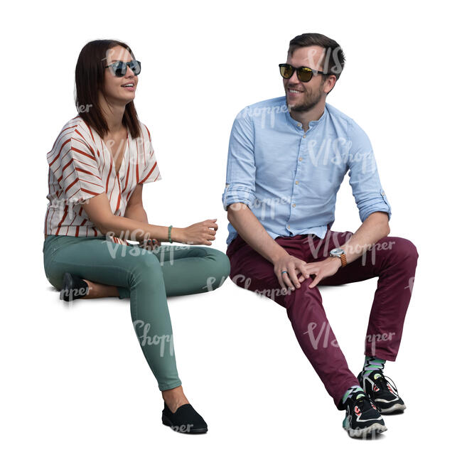 man and woman sitting and talking