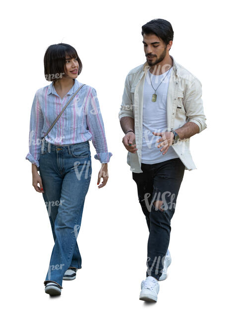 cut out middle eastern man and woman walking