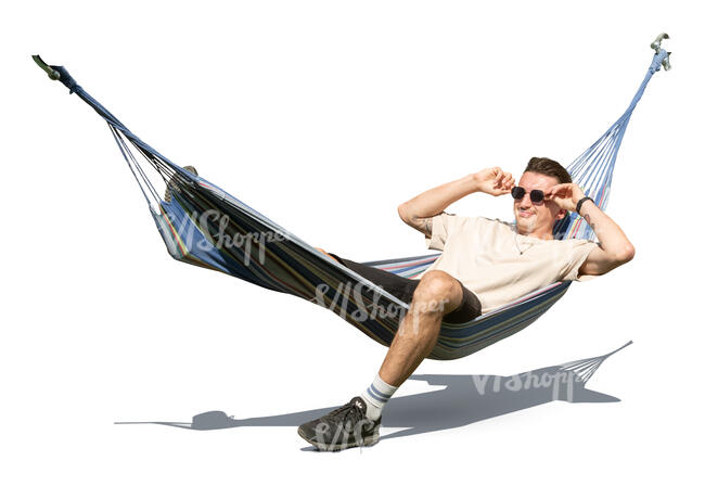 cut out man relaxing in the hammock