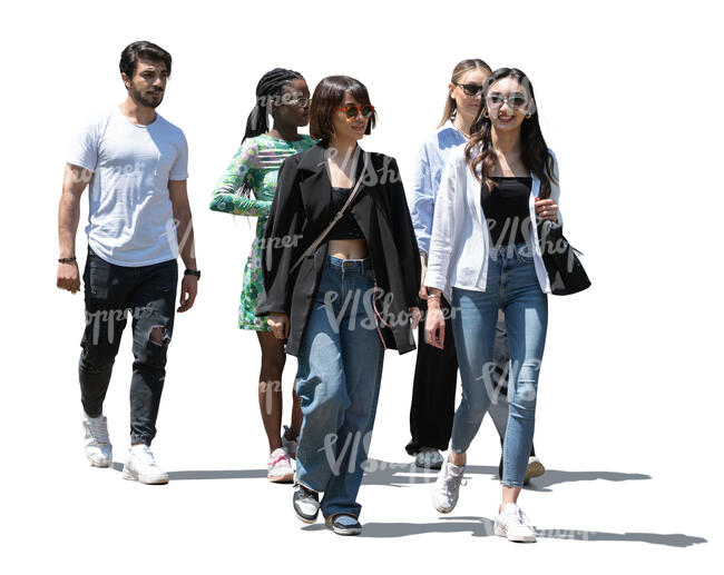 cut out group of young people walking