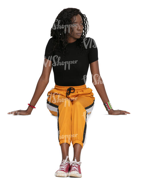 cut out black woman sitting