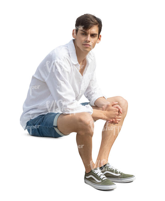 cut out young man sitting