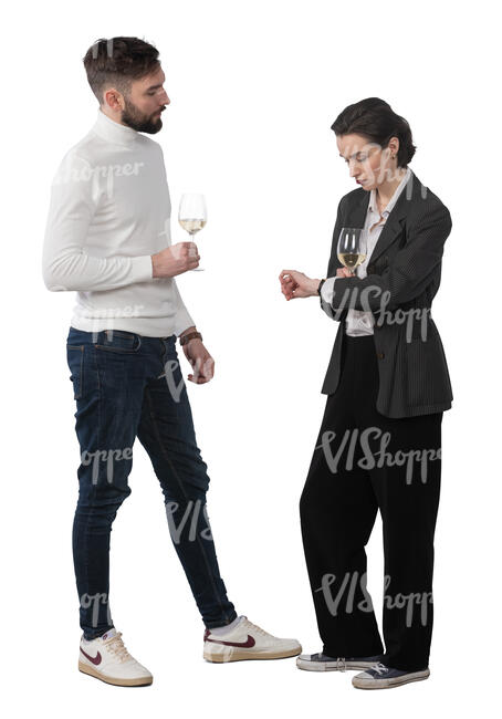 two people standing and drinking wine