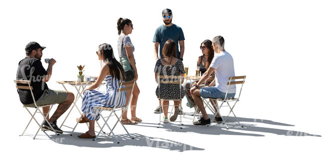 cut out backlit street cafe with different people
