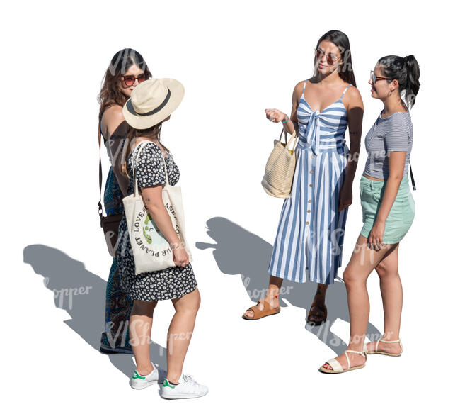 top view of four women standing