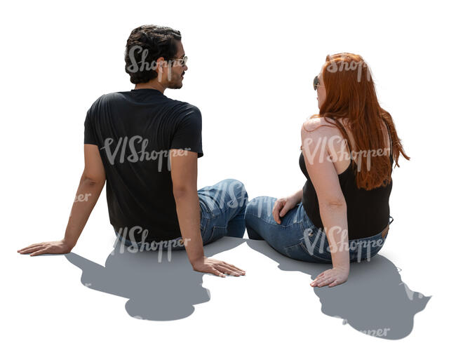 cut out backlit people sitting seen from back angle