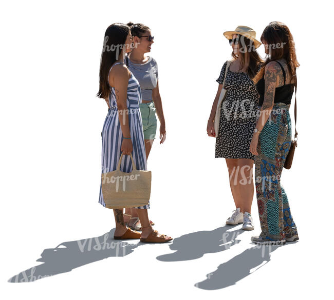 cut out backlit group of women standing