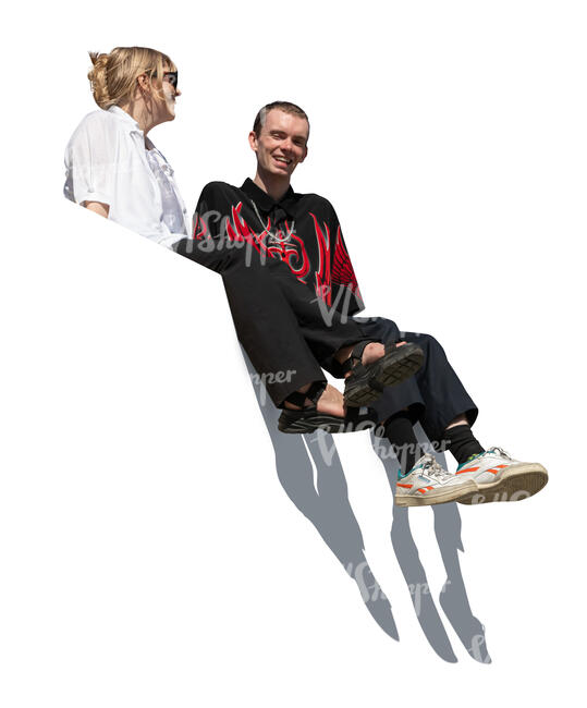 two people sitting seen from below