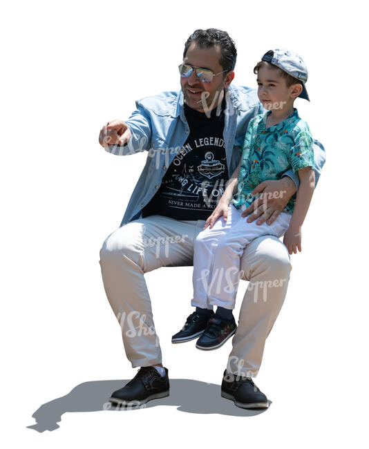 cut out kid sitting on his fathers lap
