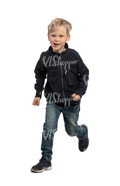 cut out little boy running happily