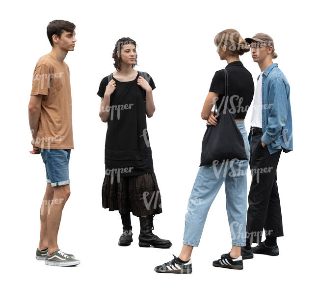 group of young people standing and talking