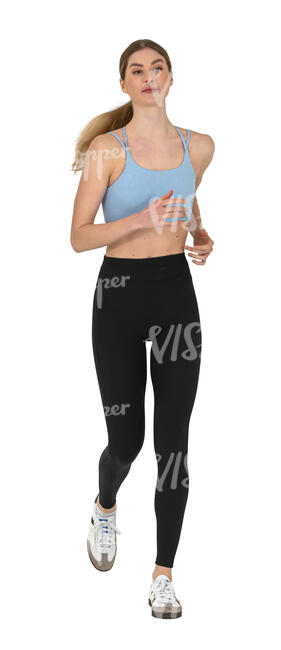 cut out young woman running
